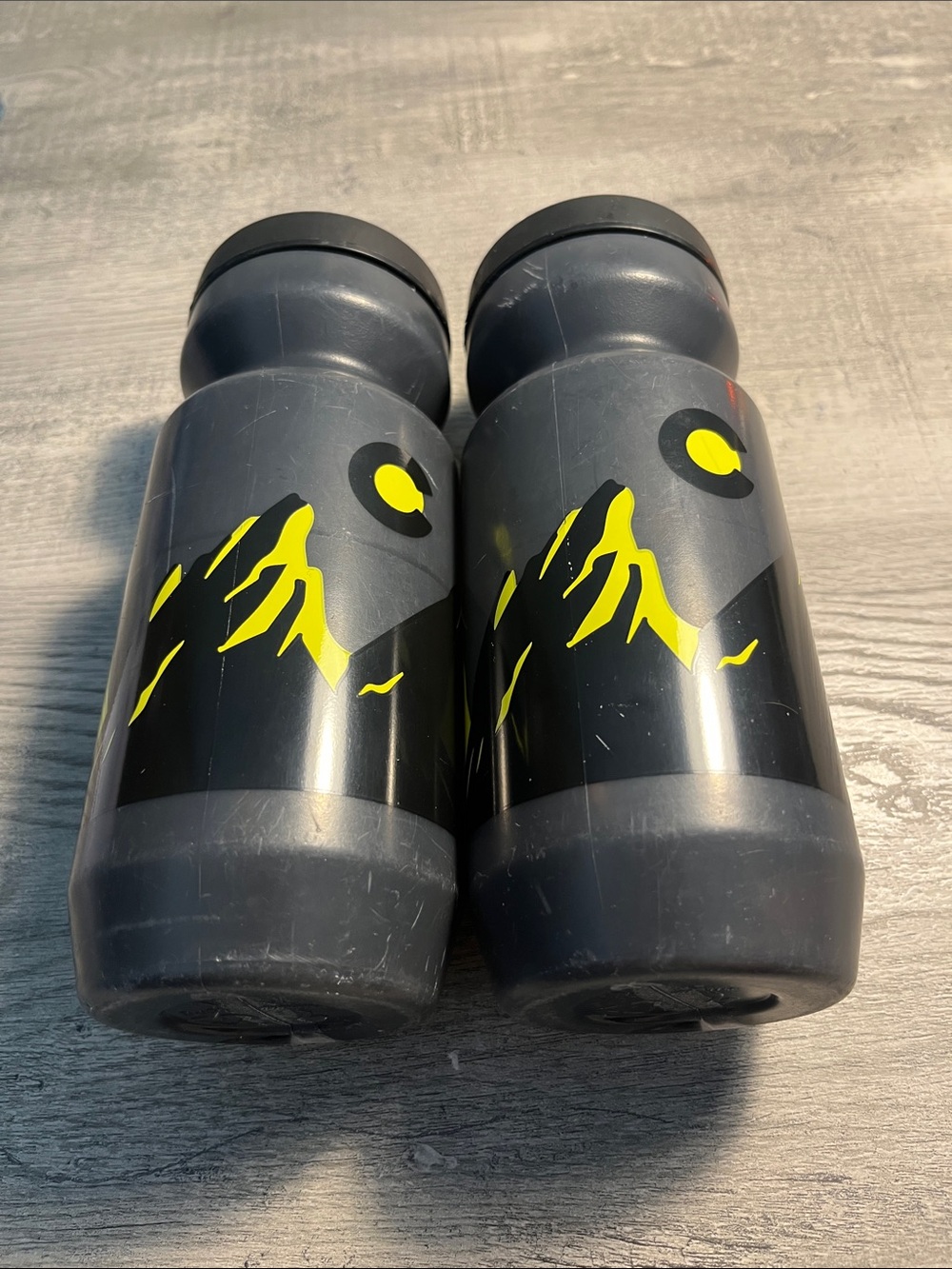 Gray Mountain Graphic Double Water Bottles - Neon Yellow Accent “specialized”